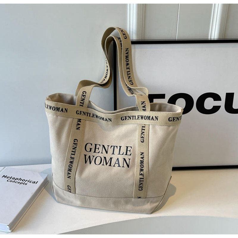 Custom Letter Zipper Canvas Tote Bag