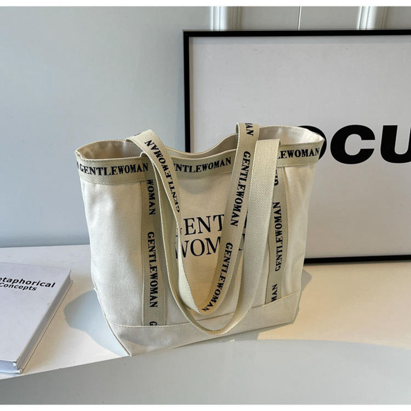 Factory Customized Letter Zipper Single Shoulder Canvas Bag