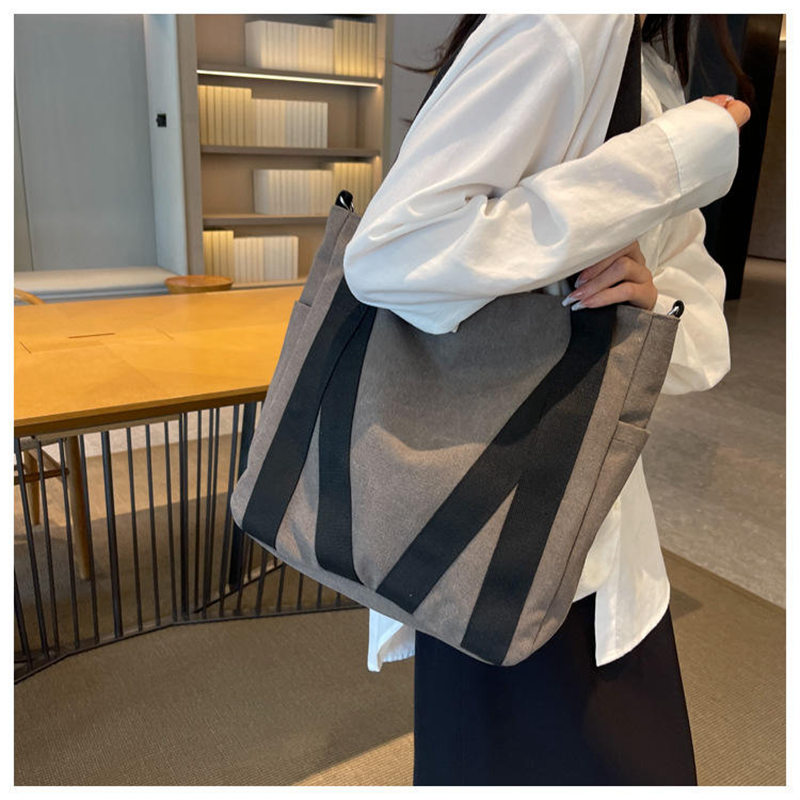 Custom Vintage Button Closure Cotton Shopping Bag